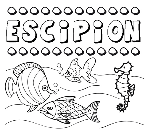 Dibujos de los nombres. Nombre Escipión para pintar, colorear e imprimir
