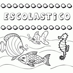 Dibujos de los nombres. Nombre Escolástico para pintar, colorear e imprimir