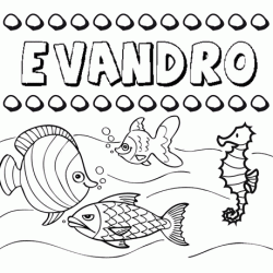 Dibujos de los nombres. Nombre Evandro para pintar, colorear e imprimir