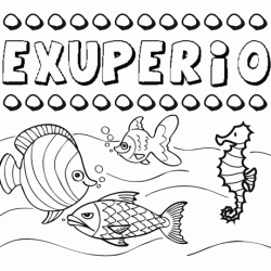Dibujos de los nombres. Nombre Exuperio para pintar, colorear e imprimir