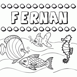 Dibujos de los nombres. Nombre Fernán para pintar, colorear e imprimir