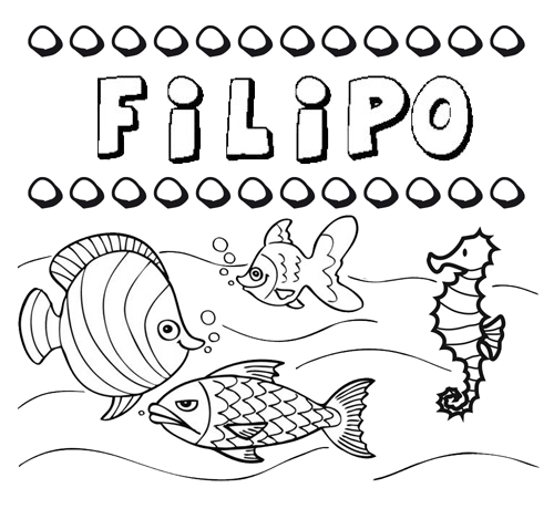 Dibujos de los nombres. Nombre Filipo para pintar, colorear e imprimir