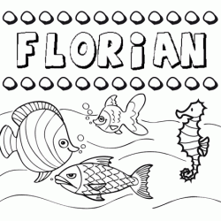 Dibujos de los nombres. Nombre Florián para pintar, colorear e imprimir