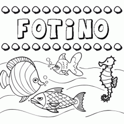 Dibujos de los nombres. Nombre Fotino para pintar, colorear e imprimir