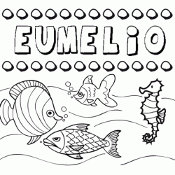 Dibujos de los nombres. Nombre Eumelio para pintar, colorear e imprimir
