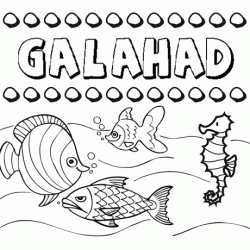 Dibujos de los nombres. Nombre Galahad para pintar, colorear e imprimir