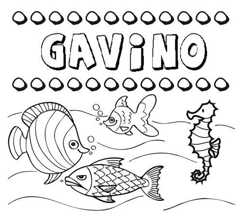 Dibujos de los nombres. Nombre Gavino para pintar, colorear e imprimir