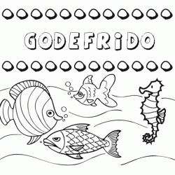 Dibujos de los nombres. Nombre Godefrido para pintar, colorear e imprimir