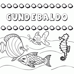 Dibujos de los nombres. Nombre Gundebaldo para pintar, colorear e imprimir