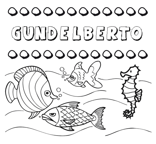 Dibujos de los nombres. Nombre Gundelberto para pintar, colorear e imprimir