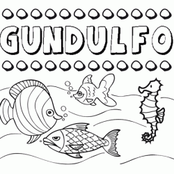 Dibujos de los nombres. Nombre Gundulfo para pintar, colorear e imprimir