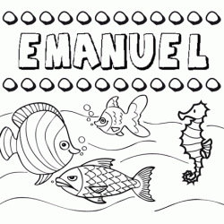 Dibujos de los nombres. Nombre Emanuel para pintar, colorear e imprimir