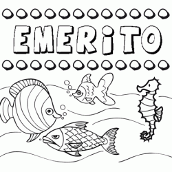 Dibujos de los nombres. Nombre Emerito para pintar, colorear e imprimir