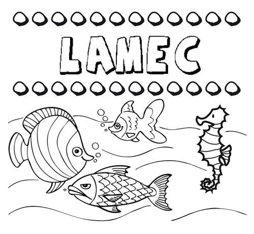 Dibujos de los nombres. Nombre Lamec para pintar, colorear e imprimir