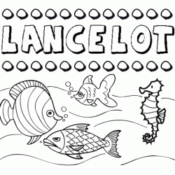 Dibujos de los nombres. Nombre Lancelot para pintar, colorear e imprimir