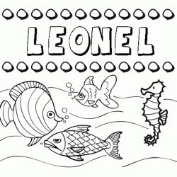 Dibujos de los nombres. Nombre Leonel para pintar, colorear e imprimir