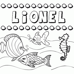 Dibujos de los nombres. Nombre Lionel para pintar, colorear e imprimir