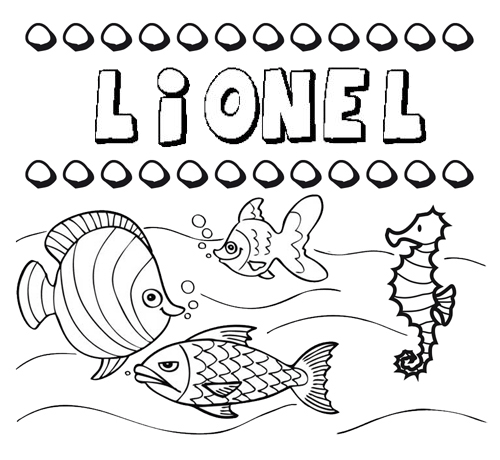 Dibujos de los nombres. Nombre Lionel para pintar, colorear e imprimir
