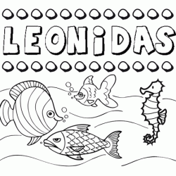 Dibujos de los nombres. Nombre Leónidas para pintar, colorear e imprimir