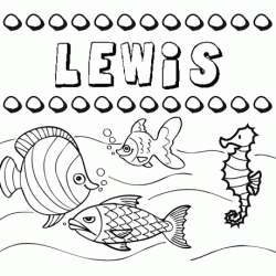 Dibujos de los nombres. Nombre Lewis para pintar, colorear e imprimir