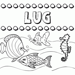 Dibujos de los nombres. Nombre Lug para pintar, colorear e imprimir