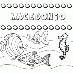 Dibujos de los nombres. Nombre Macedonio para pintar, colorear e imprimir