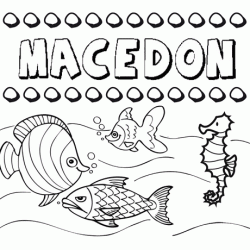 Dibujos de los nombres. Nombre Macedón para pintar, colorear e imprimir