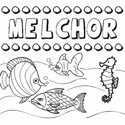 Dibujos de los nombres. Nombre Melchor para pintar, colorear e imprimir