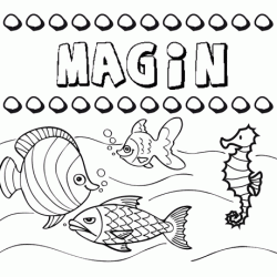 Dibujos de los nombres. Nombre Magín para pintar, colorear e imprimir