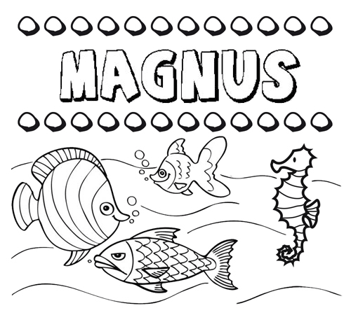 Dibujos de los nombres. Nombre Magnus para pintar, colorear e imprimir