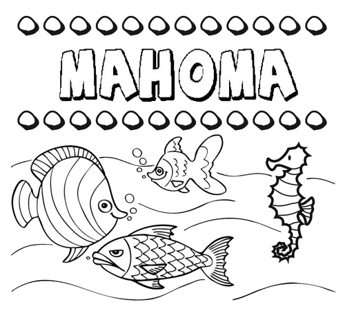 Dibujos de los nombres. Nombre Mahoma para pintar, colorear e imprimir