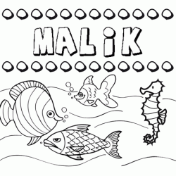 Dibujos de los nombres. Nombre Malik para pintar, colorear e imprimir