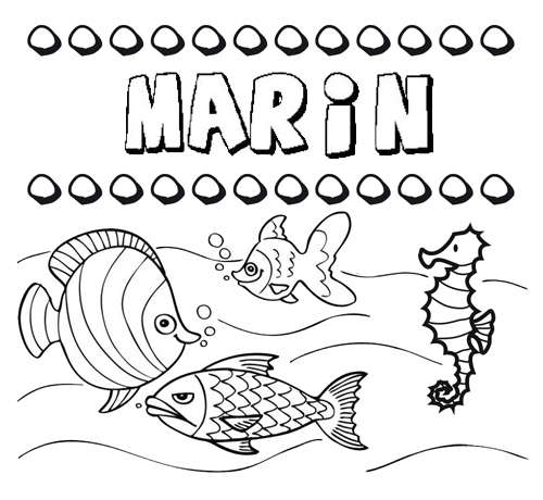 Dibujos de los nombres. Nombre Marín para pintar, colorear e imprimir