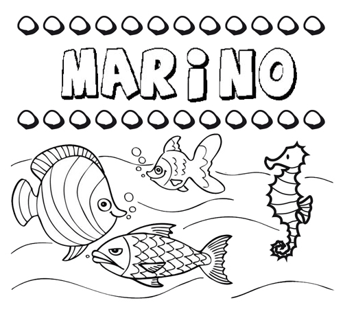 Dibujos de los nombres. Nombre Marino para pintar, colorear e imprimir