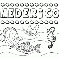 Dibujos de los nombres. Nombre Mederico para pintar, colorear e imprimir