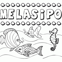 Dibujos de los nombres. Nombre Melasipo para pintar, colorear e imprimir