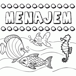 Dibujos de los nombres. Nombre Menajem para pintar, colorear e imprimir