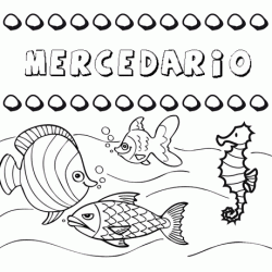 Dibujos de los nombres. Nombre Mercedario para pintar, colorear e imprimir