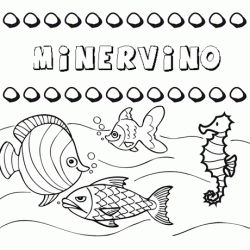 Dibujos de los nombres. Nombre Minervino para pintar, colorear e imprimir
