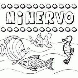 Dibujos de los nombres. Nombre Minervo para pintar, colorear e imprimir