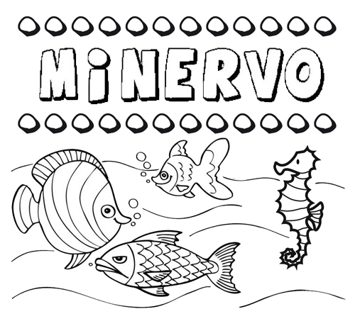 Dibujos de los nombres. Nombre Minervo para pintar, colorear e imprimir