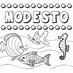 Dibujos de los nombres. Nombre Modesto para pintar, colorear e imprimir