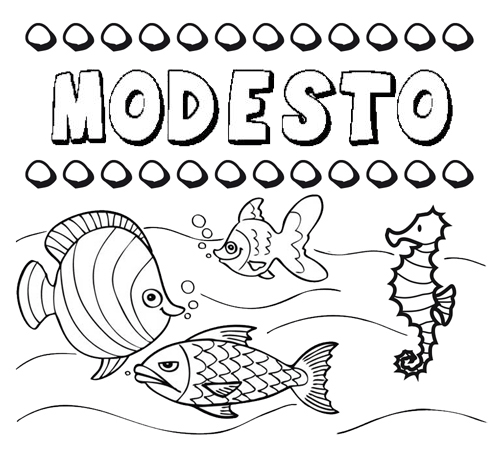 Dibujos de los nombres. Nombre Modesto para pintar, colorear e imprimir