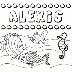 Dibujos de los nombres. Nombre Alexis para pintar, colorear e imprimir