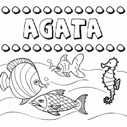 Dibujos de los nombres. Nombre Ágata para pintar, colorear e imprimir