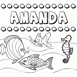 Dibujos de los nombres. Nombre Amanda para pintar, colorear e imprimir