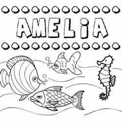Dibujos de los nombres. Nombre Amelia para pintar, colorear e imprimir
