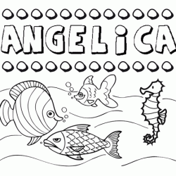 Dibujos de los nombres. Nombre Angélica para pintar, colorear e imprimir