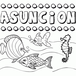 Dibujos de los nombres. Nombre Asunción para pintar, colorear e imprimir