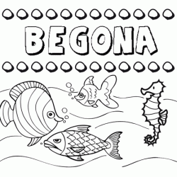 Dibujos de los nombres. Nombre Begoña para pintar, colorear e imprimir
